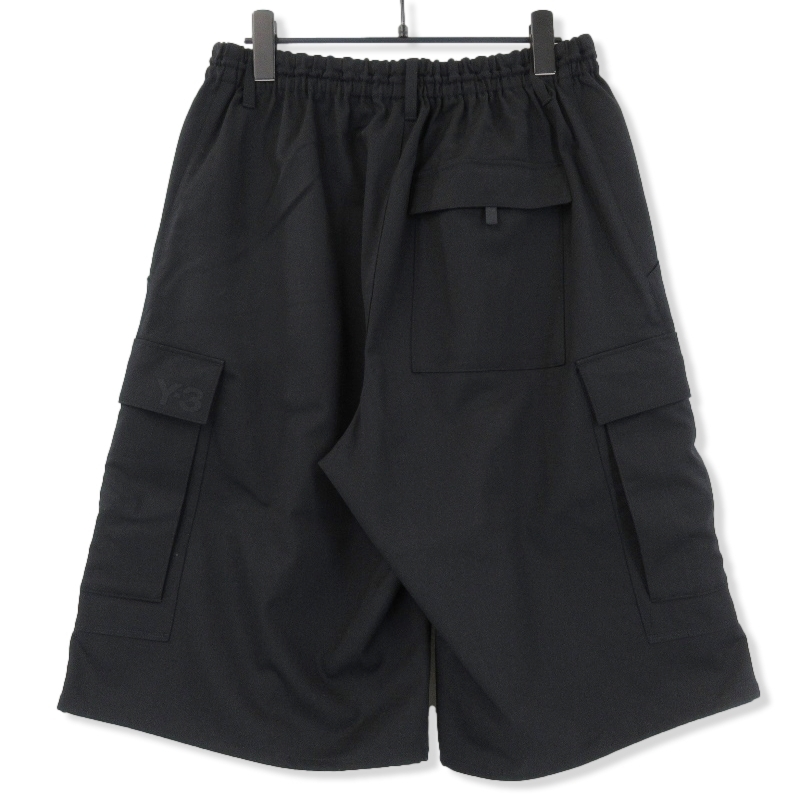 美品 Y-3 ワイスリー カーゴショーツ FN3401 M CLASSIC REFINED WOOL STRETCH CARGO SHORTS ブラック 黒 S 22000555_画像2