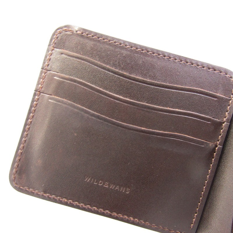 WILDSWANS ワイルドスワンズ 二つ折り財布 クロコ GROUNDER グラウンダー 内装サドルプルアップ 日本製 チョコ 80006595_画像5