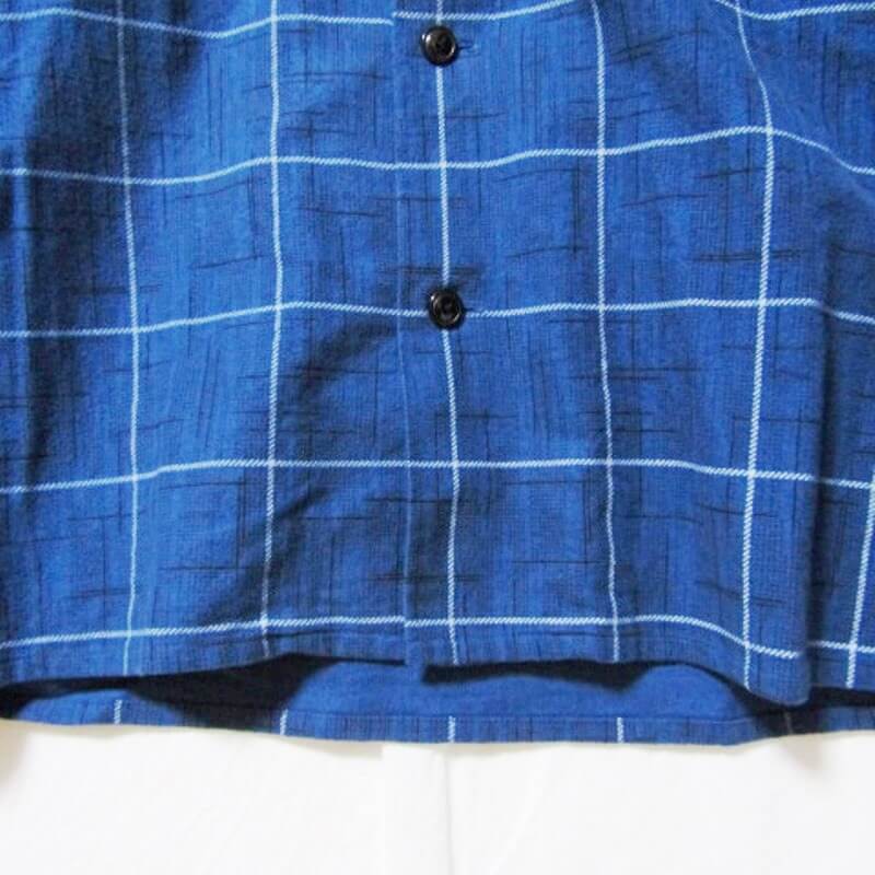 TENDERLOIN テンダーロイン 長袖ワークシャツ オープンカラー チェック 総柄 日本製 ブルー XS 27105865_画像4