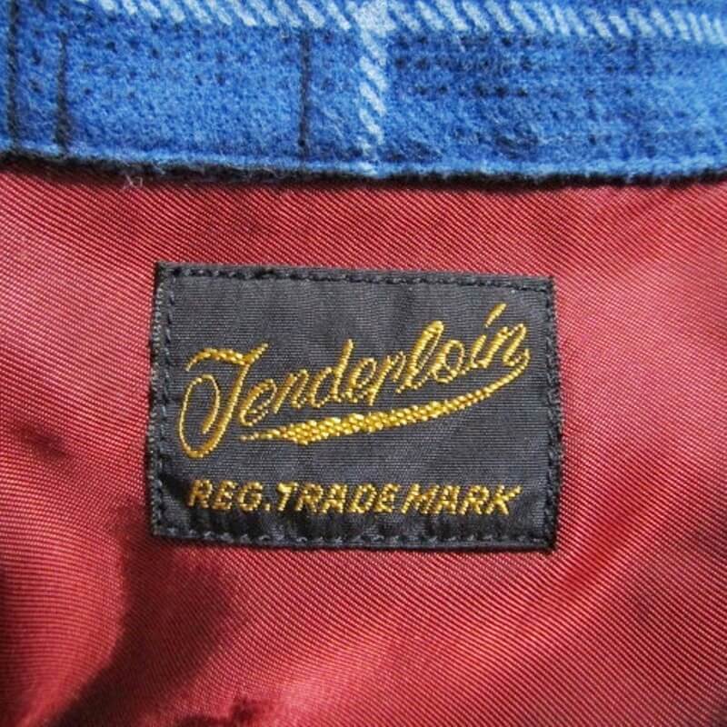 TENDERLOIN テンダーロイン 長袖ワークシャツ オープンカラー チェック 総柄 日本製 ブルー XS 27105865_画像7