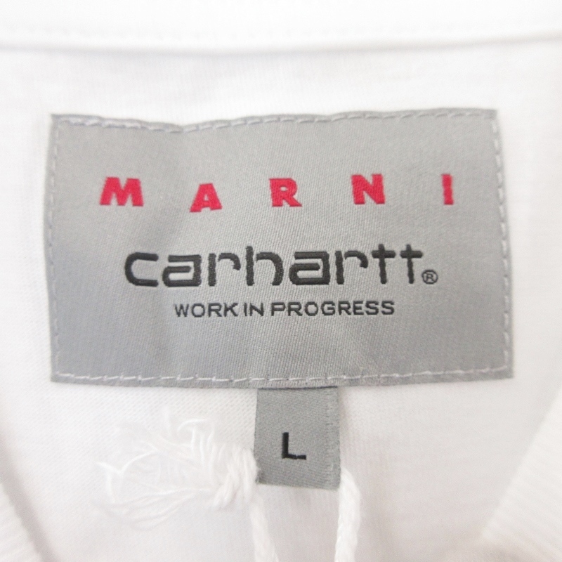  не использовался MARNI × carhartt Marni Carhartt T-SHIRT WITH GREEN VEST зеленый лучший WHITE GREEN/MLV66 L с биркой 22000630