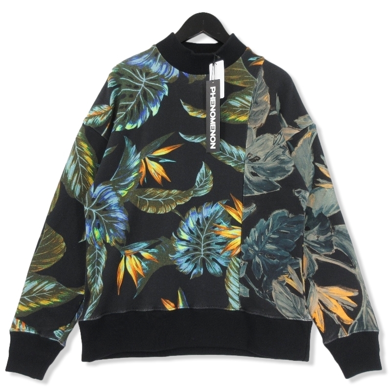 未使用 PHENOMENON フェノメノン BOTANICAL CREW NECK SWEAT ILLCS23F-013 ボタニカル スウェット BLACK S タグ付き 22000635_画像1