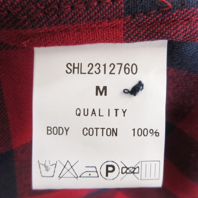 未使用 ANDFAMILYS アンドファミリー 長袖オープンカラーシャツ SHL-2312760 CHECK SHIRTS レッド M タグ付き 22000639_画像6