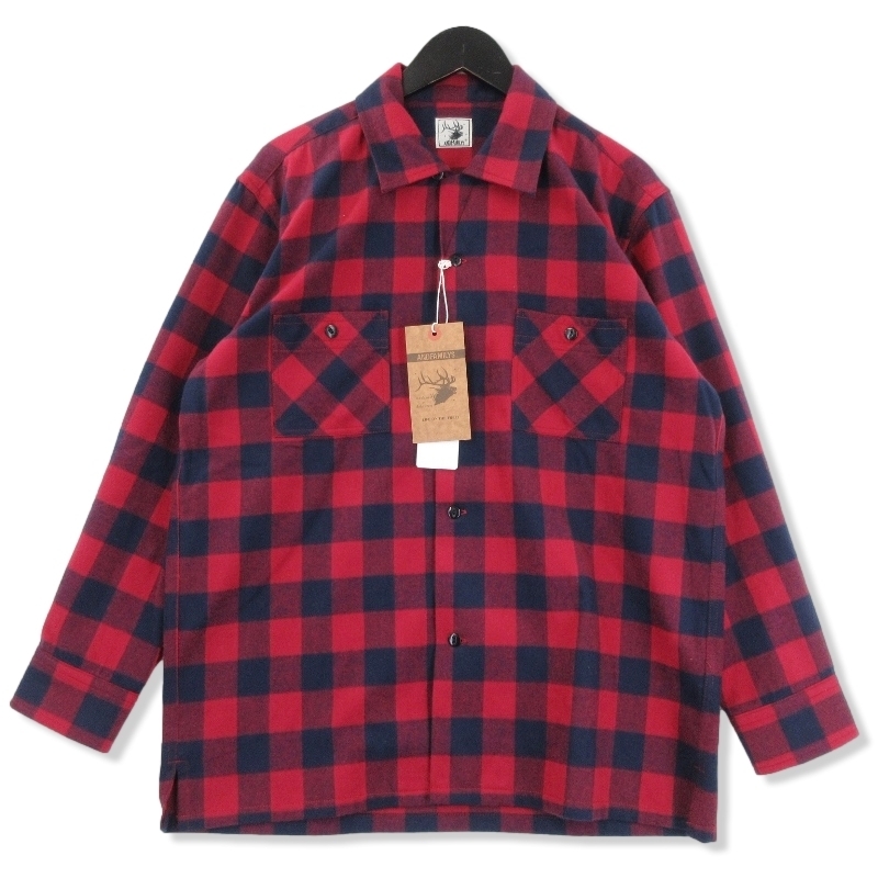 未使用 ANDFAMILYS アンドファミリー 長袖オープンカラーシャツ SHL-2312760 CHECK SHIRTS レッド M タグ付き 22000639_画像1