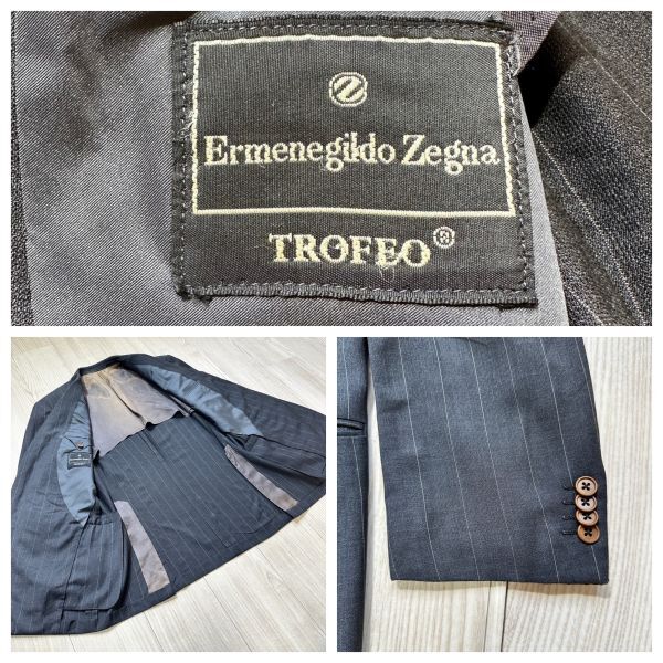 【Ermenegildo Zegna】 エルメネジルドゼニア TROFEOモデル XL程度 大きいサイズ グレー スーツ メンズ 背抜き セットアップの画像9