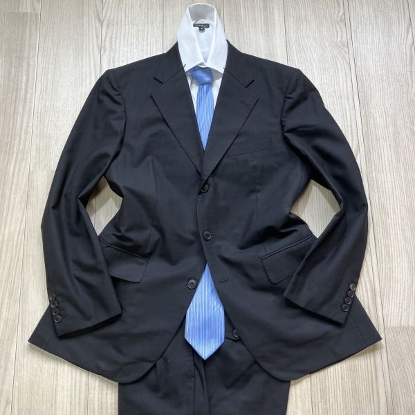 【優雅な佇まい】 バーバリー ロンドン BURBERRY AB5（L程度） ブラック チェック 黒 ウール スーツ セットアップ メンズの画像1