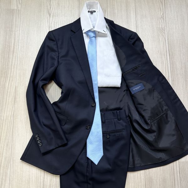【BURBERRY】 バーバリー ロンドン 極美品 R40（L程度） ウール ダークネイビー 紺 スーツ セットアップ 総裏 2B メンズの画像5