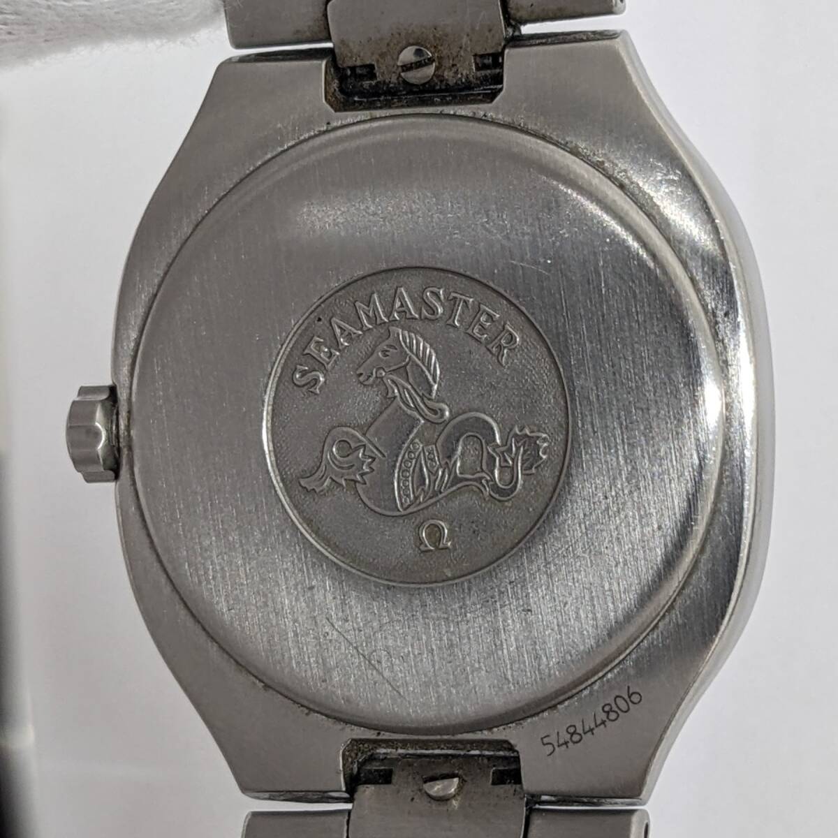 【4120】稼働品 オメガ OMEGA シーマスター ポラリス SEAMASTER POLARIS 1455/448 QZ デイト 3針 グレー文字盤 金 ゴールド YG×SS 腕時計の画像3