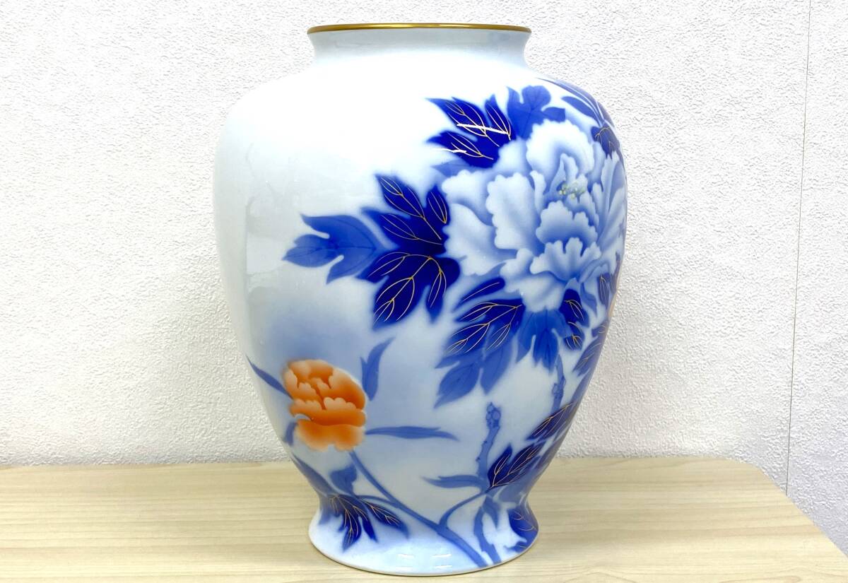 【4261】★未使用品★宮内庁御用達　深川製磁　花絵図花瓶　花器/生花/有田焼 花瓶 壺 日本 深川製 高さ約・25ｃｍ_画像5