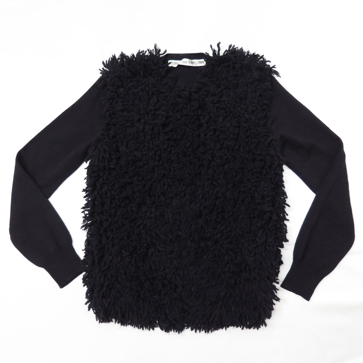 2002 COMME des GARCONS HYBRID WOOL KNIT FRINGE CARDIGAN コムデギャルソン ドッキング ウール ニット フリンジ ニット カーディガンの画像1