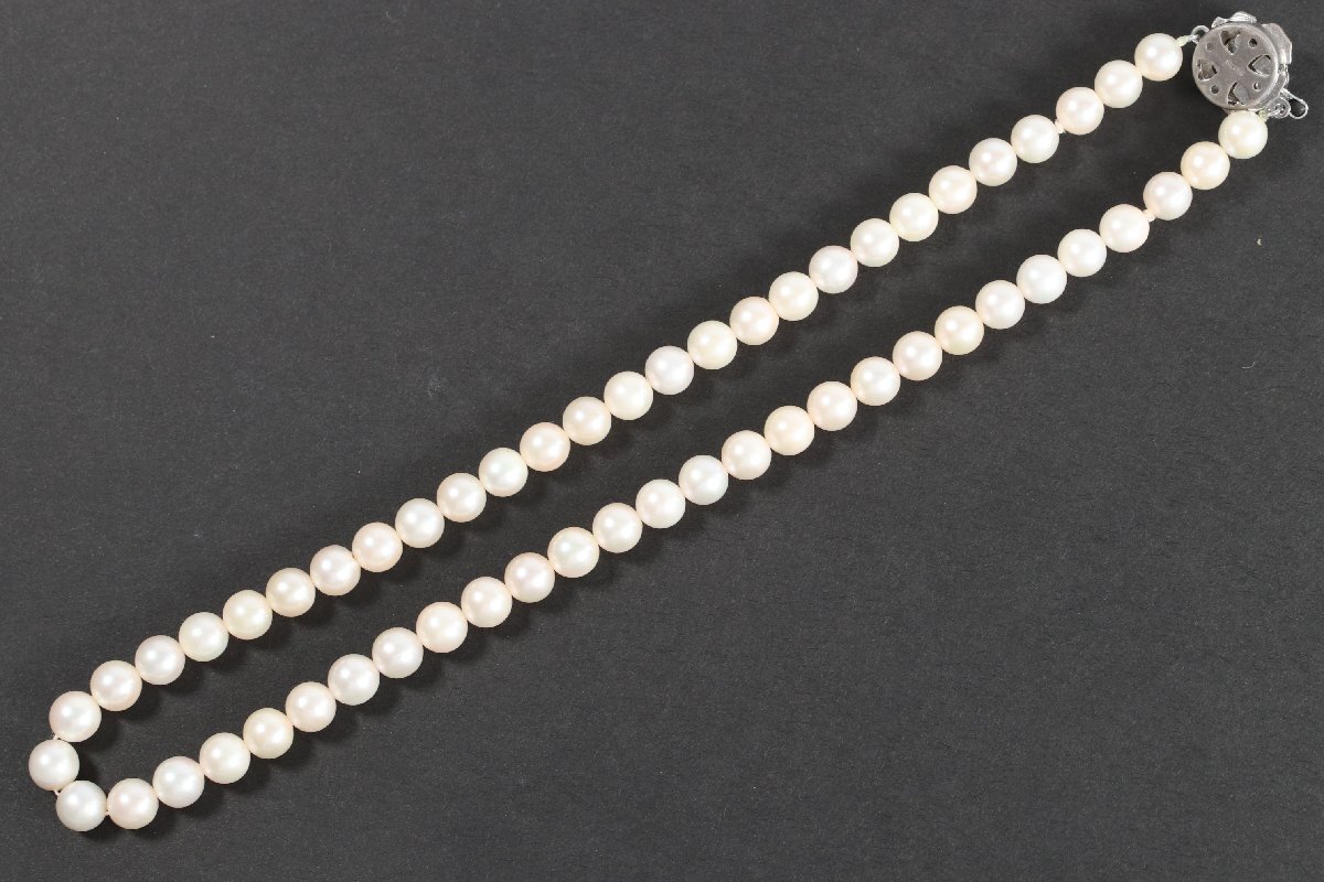 本真珠 真珠 パール ネックレス 留め具 SILVER 約6.9-7.3mm珠 レディース ケース付き 2071-TE_画像3