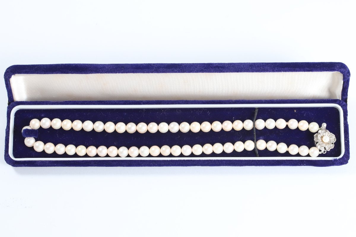 本真珠 真珠 パール ネックレス 留め具 SILVER 約6.9-7.3mm珠 レディース ケース付き 2071-TE_画像1