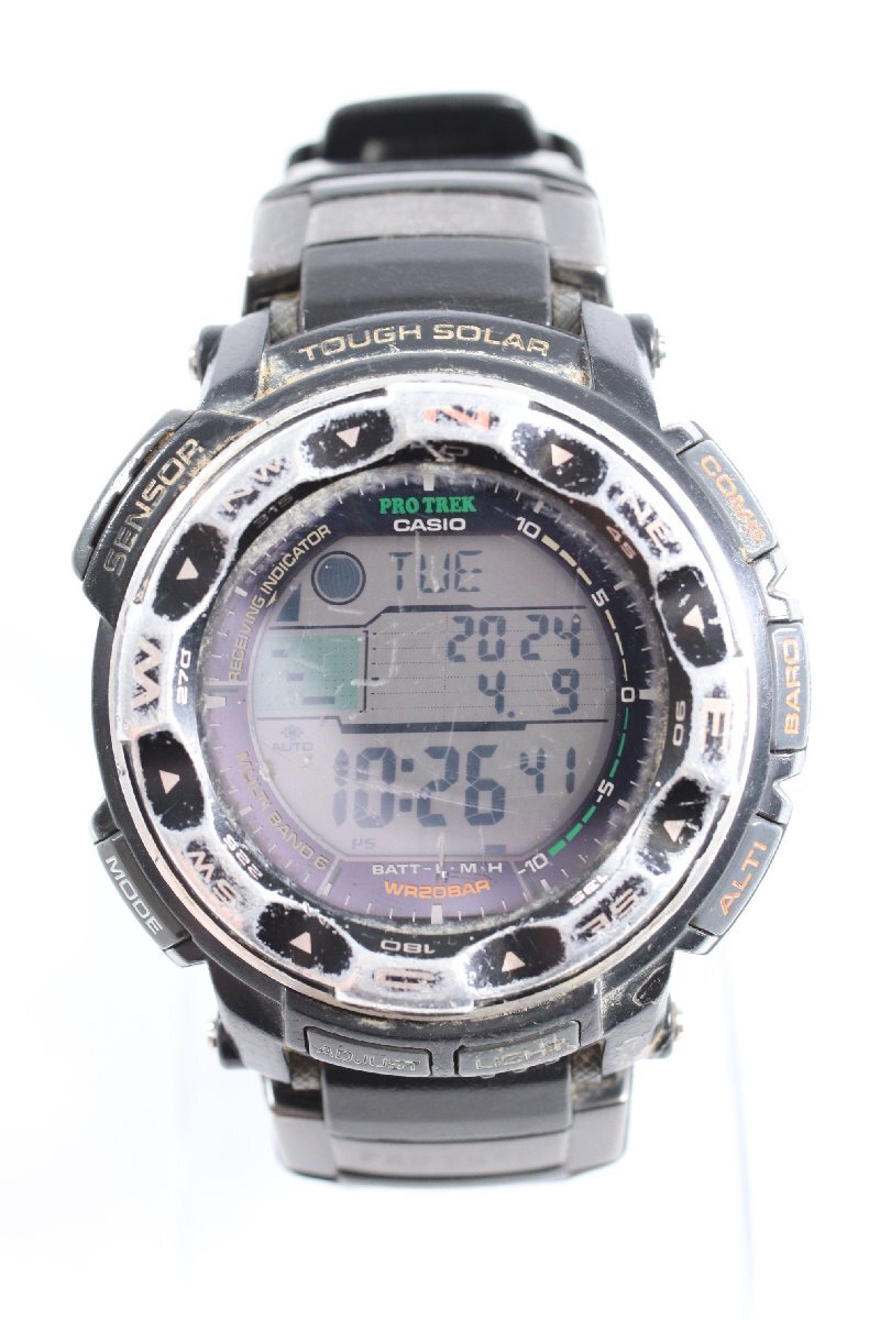 ★CASIO カシオ PROTREK プロトレック PRW-2500 ブラック 電波ソーラー デジタル トリプルセンサー メンズ 腕時計 1892-TEの画像1