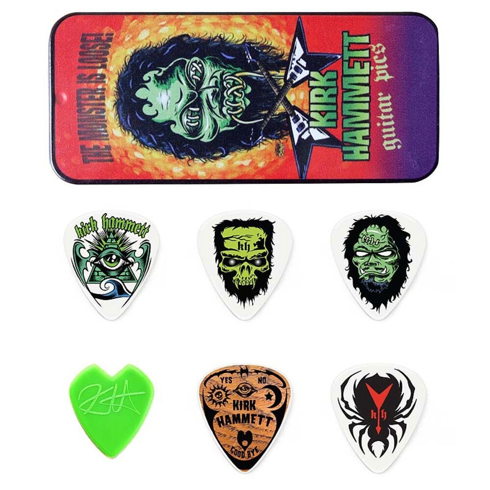 ギターピック 6枚 セット ジムダンロップ 0.88mm Kirk Hammett Signature Picks ピックケース付き JIM DUNLOP ジムダン_画像1