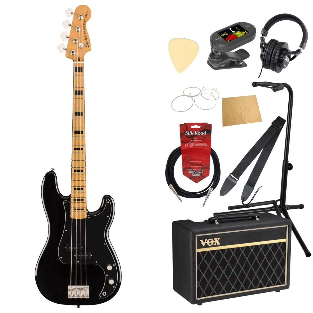 スクワイヤー/スクワイア Squier Classic Vibe '70s Precision Bass MN BLK エレキベース VOXアンプ付き 入門10点 初心者セット_画像1