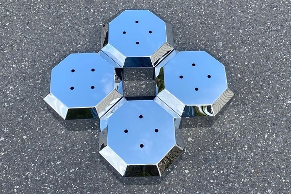 * new goods = large for 22.5 10 hole star anise shape stainless steel plating hub cover center cap aero center rear 4 piece set ISO exclusive use :10 hole 8 square shape 