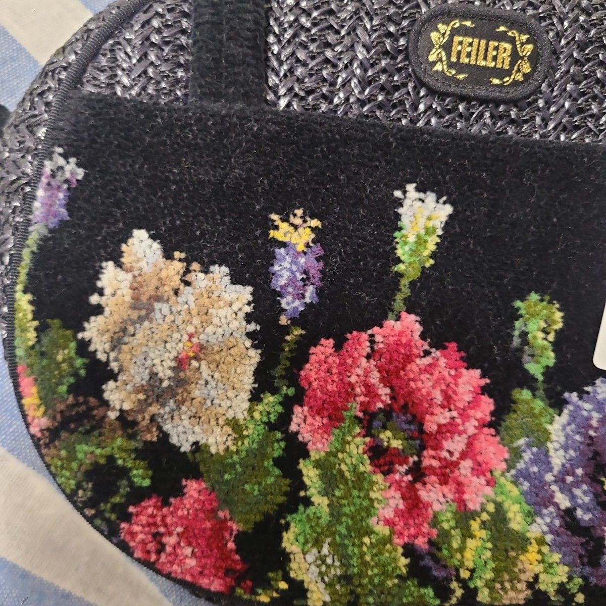 未使用　FEILER フェイラー 花柄 ハンドバッグ　かご　バッグ　カバン　編み込み