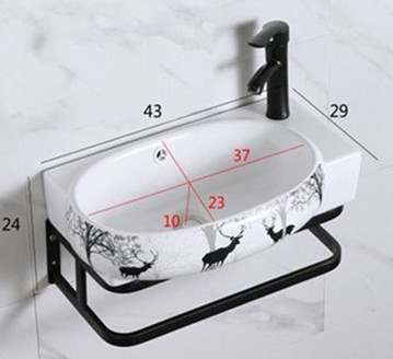 品質保証★手洗器 洗面器 家庭用壁掛け式 トイレ レトロ ブラック 芸術 アイデア 混合水栓（蛇口・排水ホース付き）の画像3