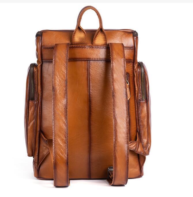  beautiful goods * original leather rucksack men's leather backpack retro rucksack outdoor commuting going to school casual combined use 