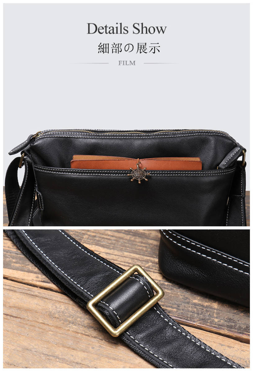  shoulder bag men's bag body bag original leather high capacity Italian leather messenger bag shoulder .. diagonal ..9.7 -inch IPAD correspondence 