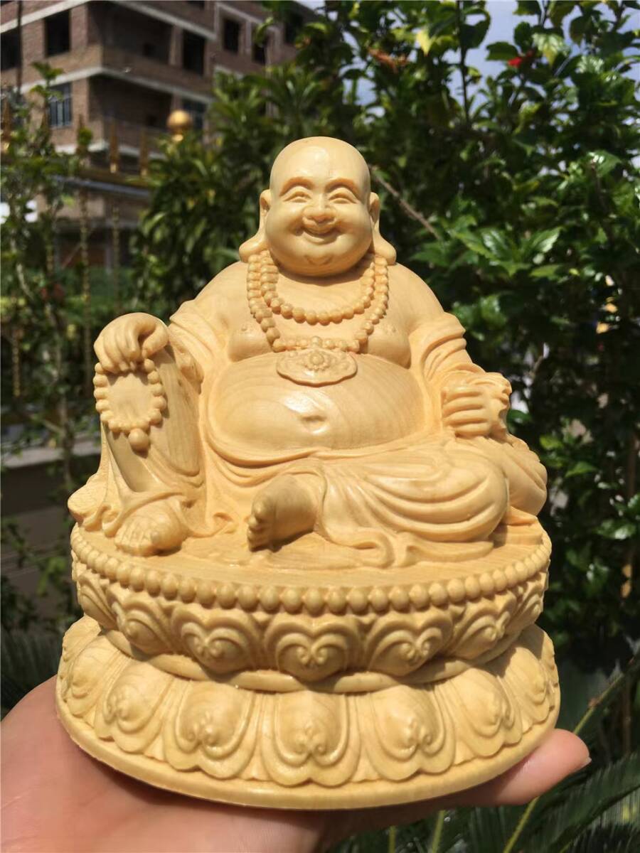  Buddhist image cloth sack . cloth sack . image Seven Deities of Good Luck hinoki cypress tree tree carving Buddhist altar fittings ( approximately ) height 13cm