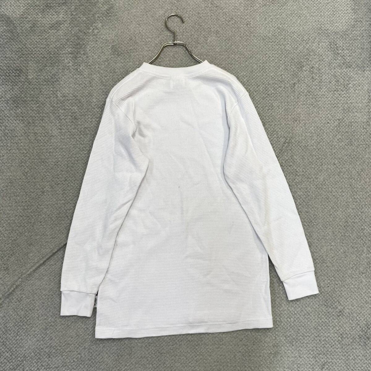1円スタート! （4）SHAKA WEAR シャカウェア サーマルロンT サイズS 長袖Tシャツ USAコットン ホワイト 白 無地 メンズ トップス 最落なしの画像2