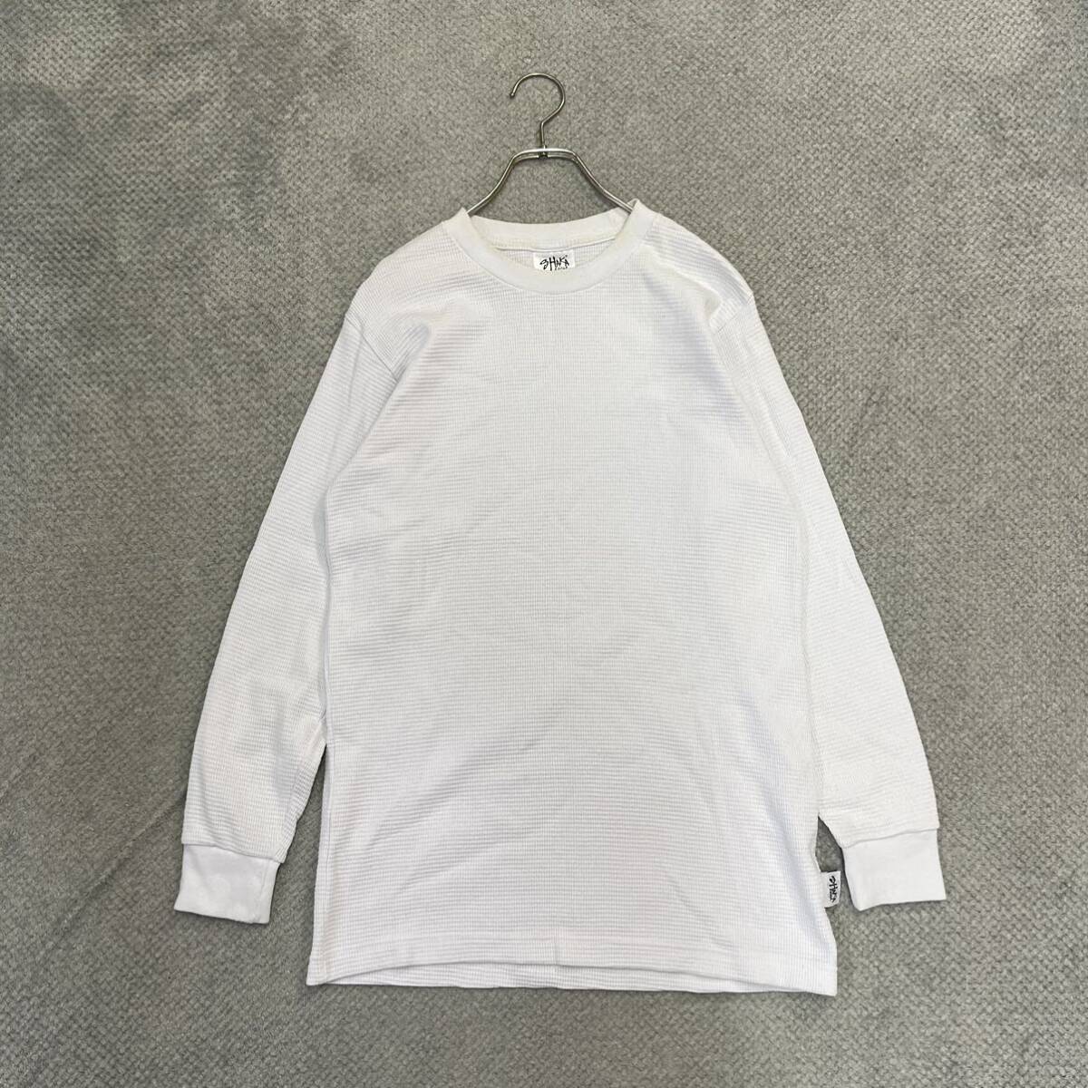 1円スタート! （4）SHAKA WEAR シャカウェア サーマルロンT サイズS 長袖Tシャツ USAコットン ホワイト 白 無地 メンズ トップス 最落なしの画像1