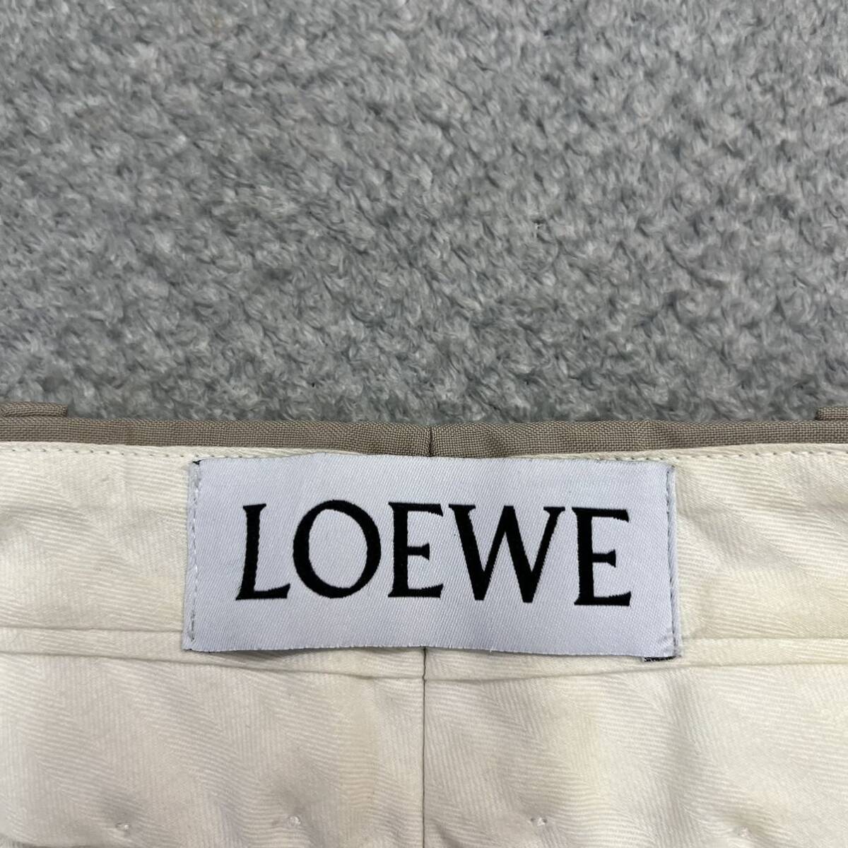 1円スタート! （5）LOEWE ロエベ スラックスパンツ サイズ42 モヘヤ混 薄手ウール ベージュ 無地 裏地コットン メンズ ボトムス 最落なしの画像6