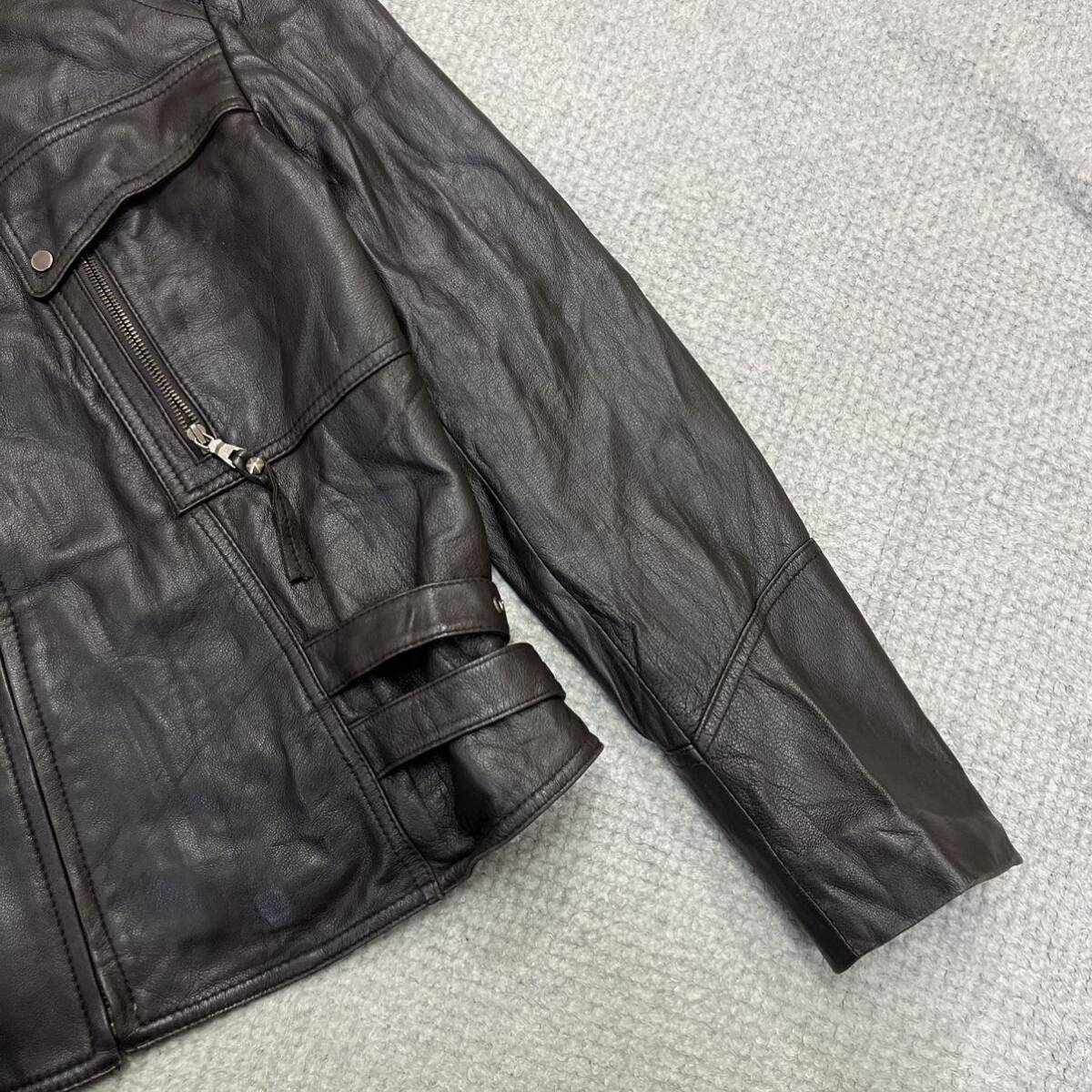 1 иен старт! (11) альпака кожа одиночный байкерская куртка размер M соответствует натуральная кожа темно-коричневый Zip женский tops нет максимальной ставки 