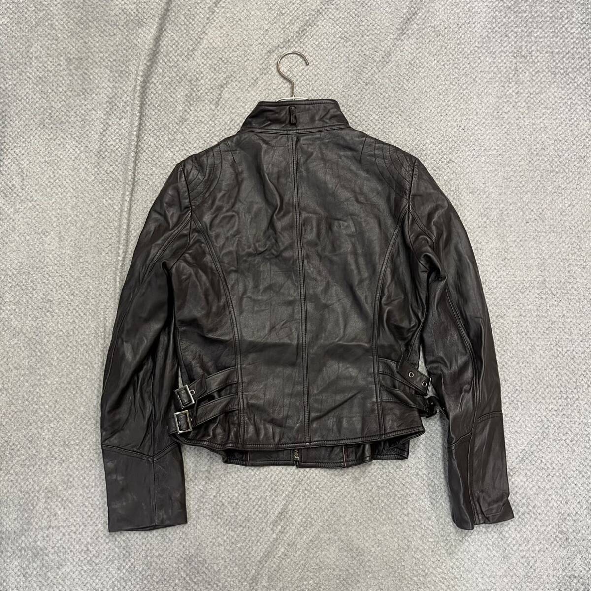 1 иен старт! (11) альпака кожа одиночный байкерская куртка размер M соответствует натуральная кожа темно-коричневый Zip женский tops нет максимальной ставки 