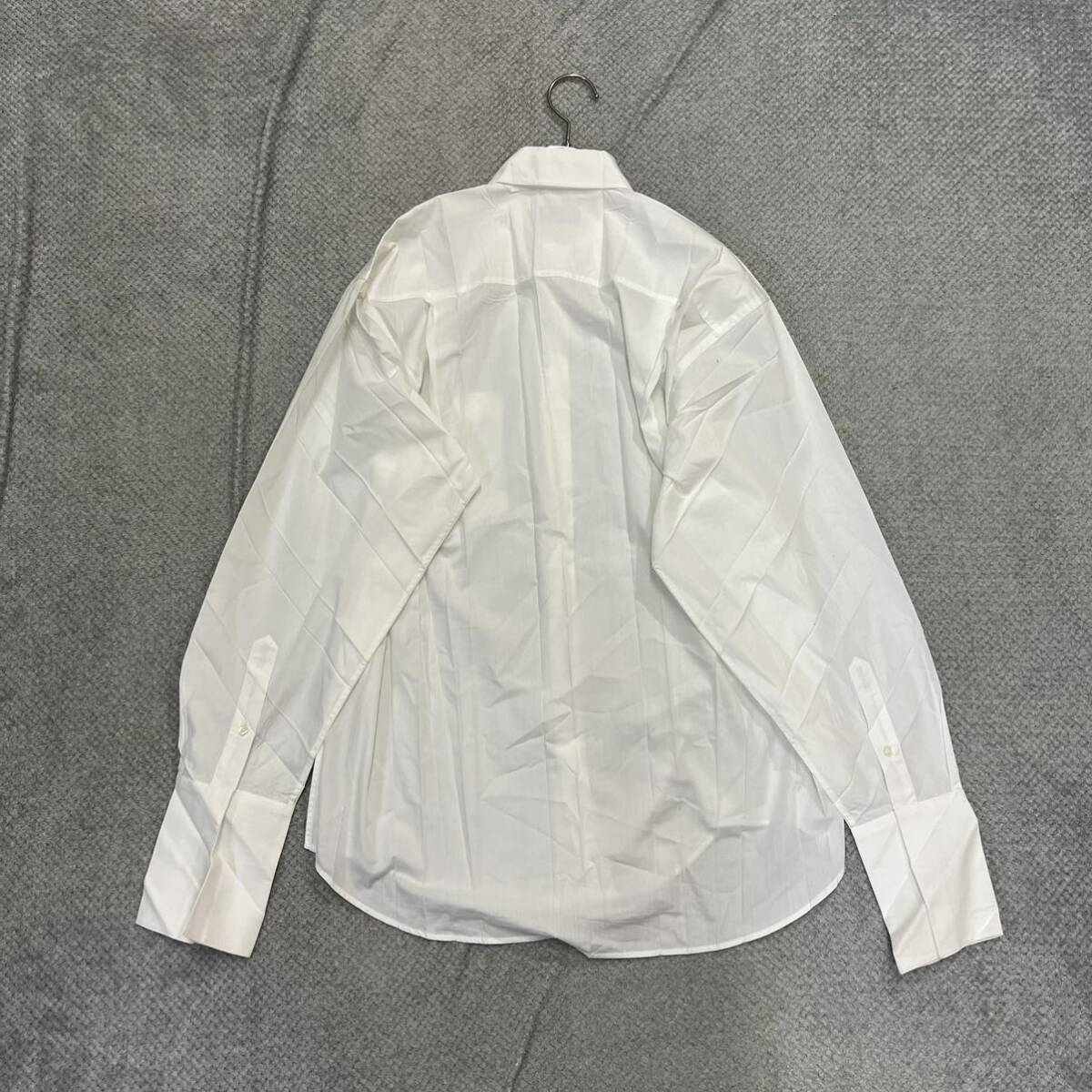 1 jpy start! (11)BALENCIAGA Balenciaga design dress shirt size 34 Italy made poly- cotton white plain men's tops there is no highest bid 