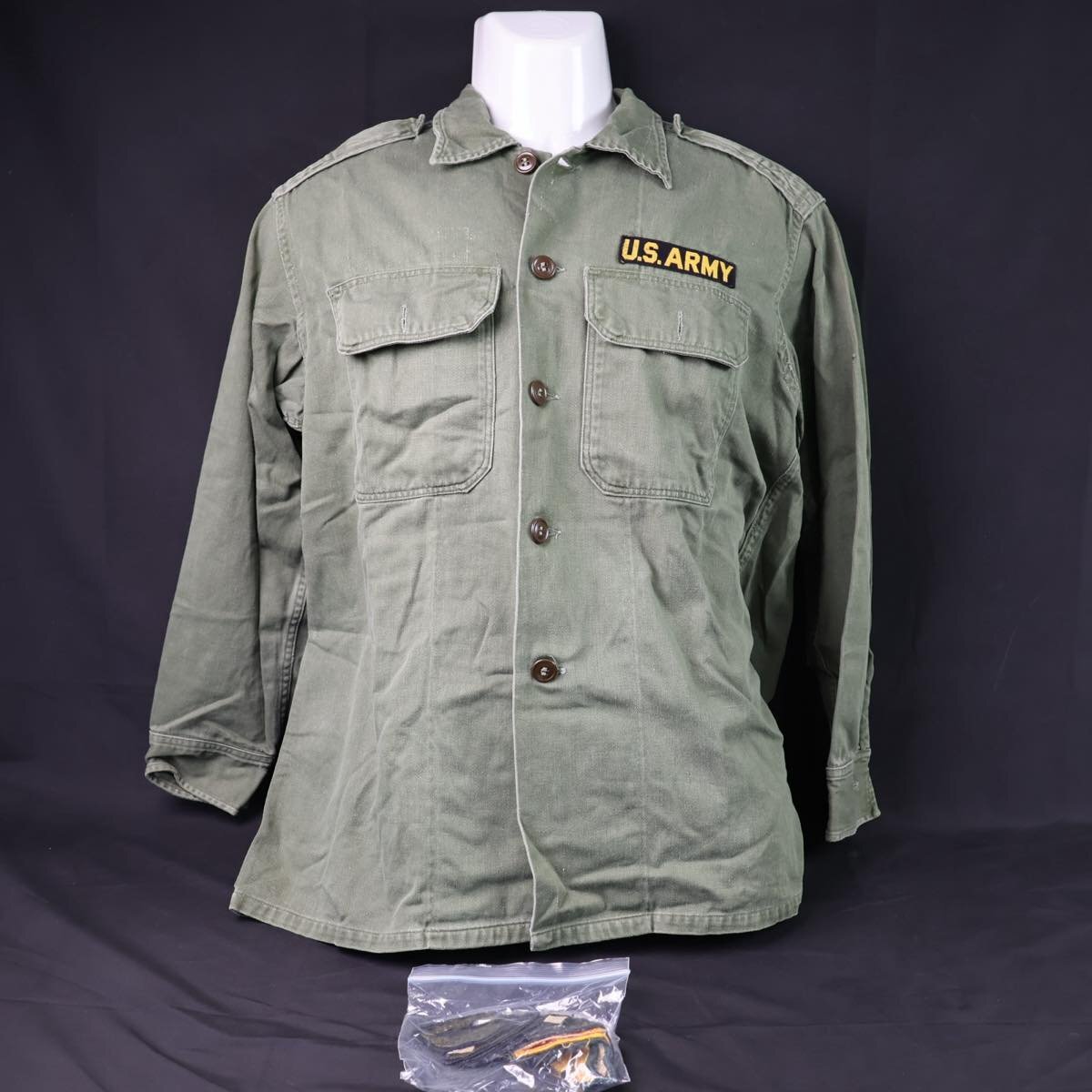 アメリカ軍 放出品 US ARMY ユーユリティシャツ 50,60年代 size M #S-8408_画像1