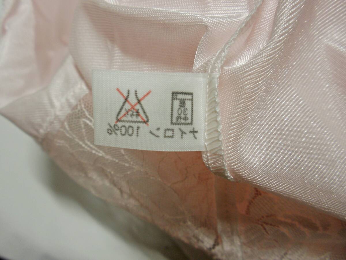  レトロ 未使用 光沢感 ピンク B85 ナイロン レース スリップ★サイドスリット ランジェリー 日本製の画像9