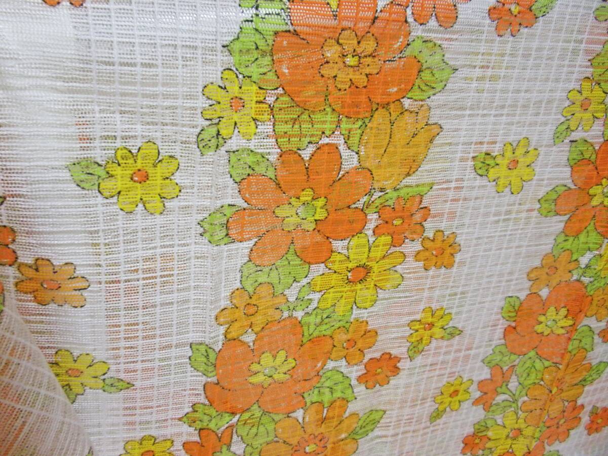 3 sheets set retro unused floral print lace curtain 100×175cm* Showa era Vintage vintage pop 60 70 period interior 