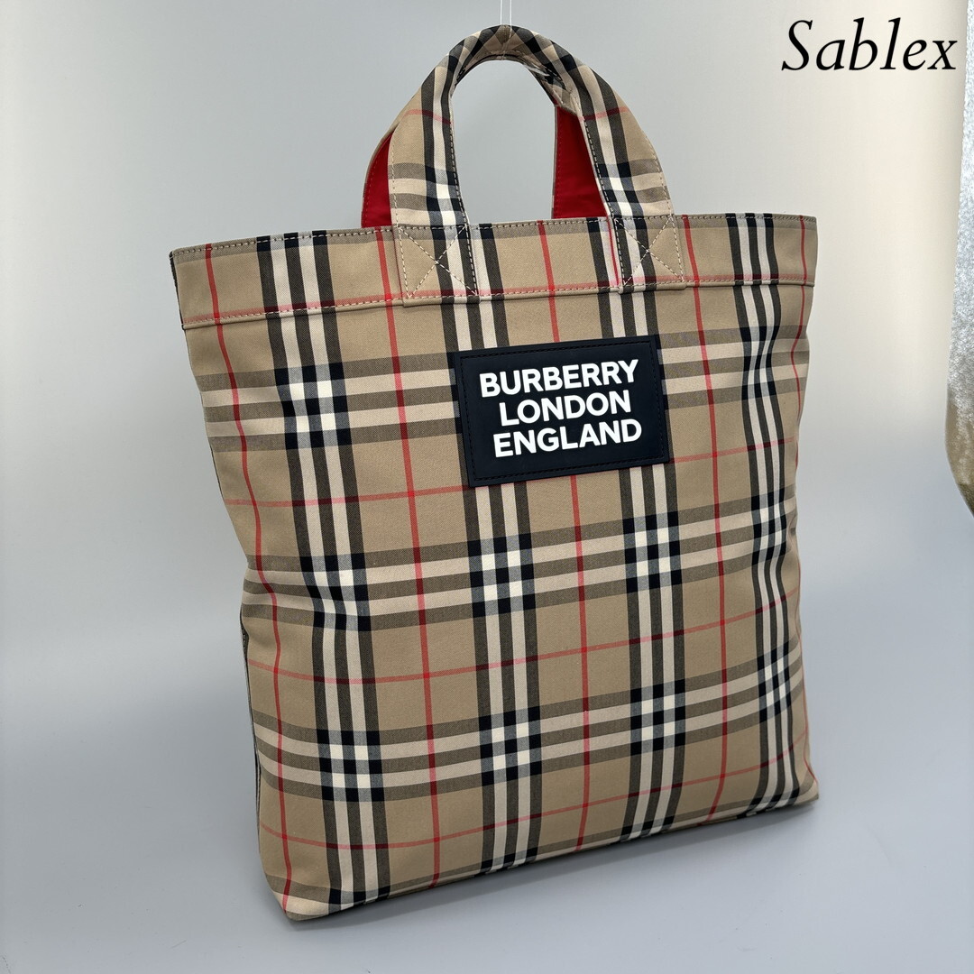 1 иен [ не использовался ]BURBERRY Burberry Logo выше like Vintage проверка большая сумка 8017740 женский большая сумка 