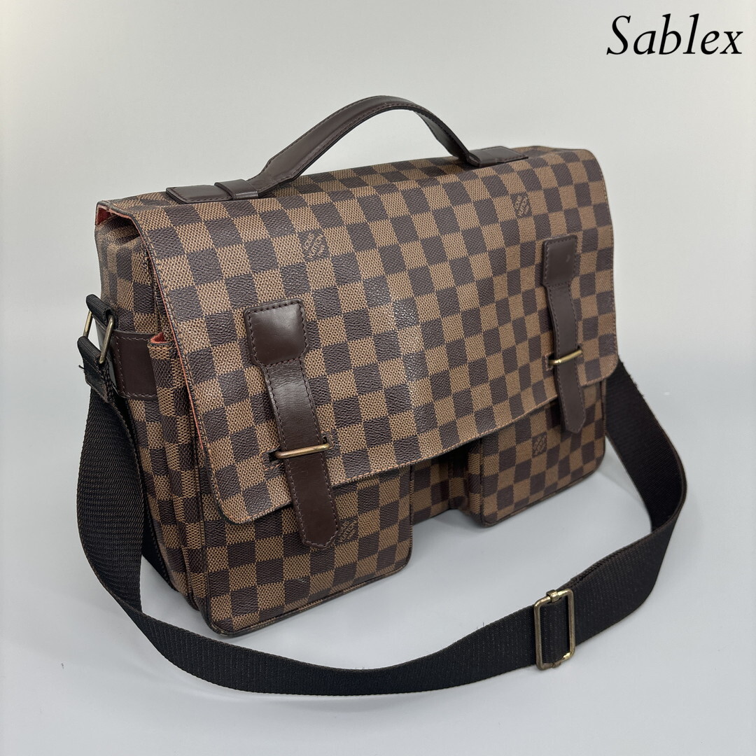 1 иен [ превосходный товар ] Louis Vuitton Damier Broad way сумка на плечо eben Brown mesenja-2WAY мужской кожа N42270