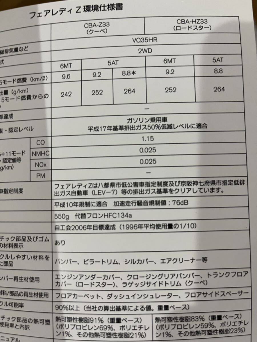 日産 フェアレディZ 取扱説明書 取説 平成19年 2月 NISSAN メンテナンスノートZ33 後期 2007年 350Z クーペ 車検証ケース プリンス_画像3