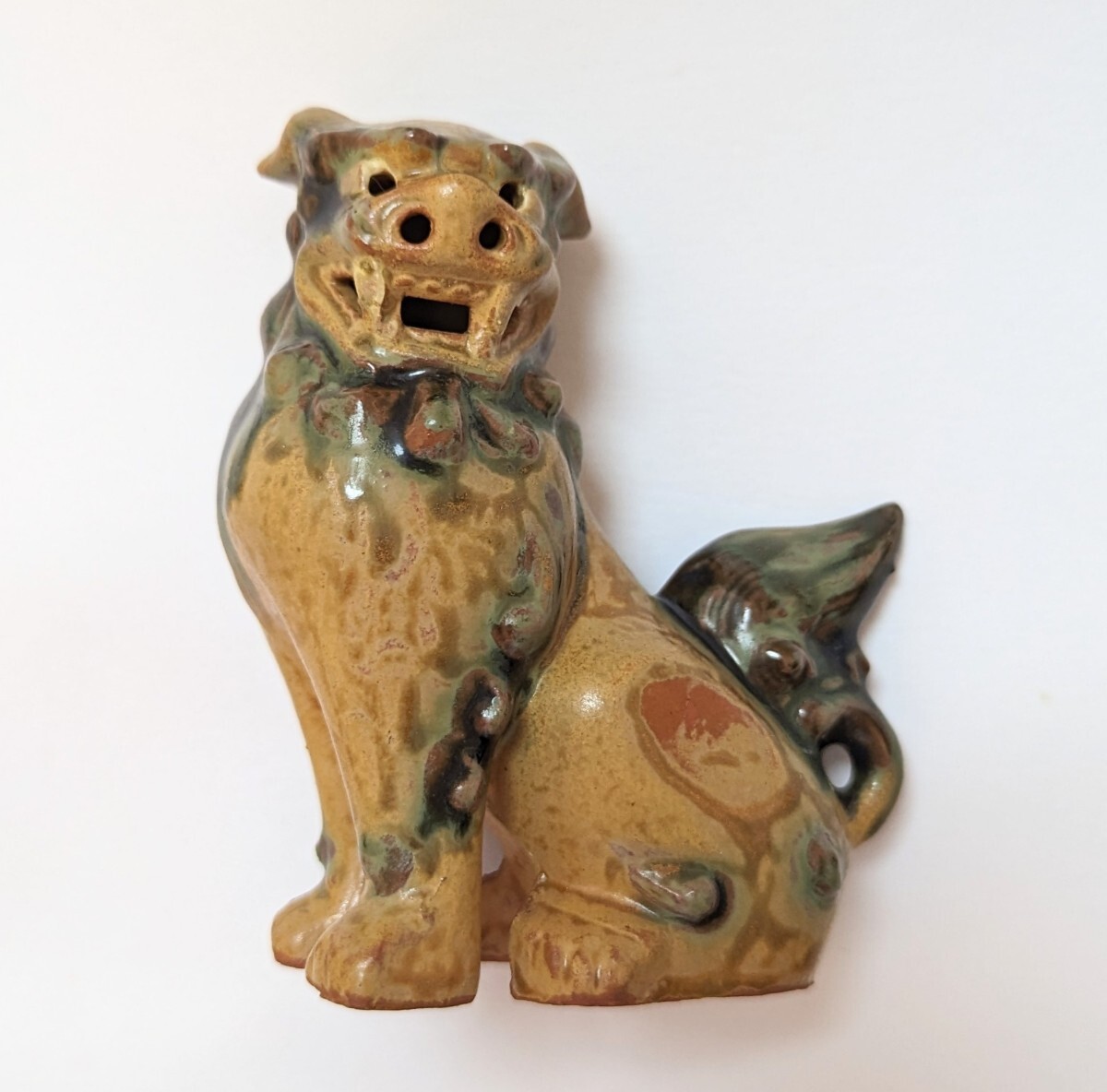 やちむん 琉球焼 狛犬 一対 獅子 魔除け 厄除け 縁起物 置物 陶器 伝統工芸 シーサー 昭和レトロの画像6