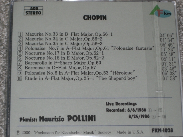 ポリーニ（Ｐ）！ショパン：３つのマズルカ Op.56、他。の画像2