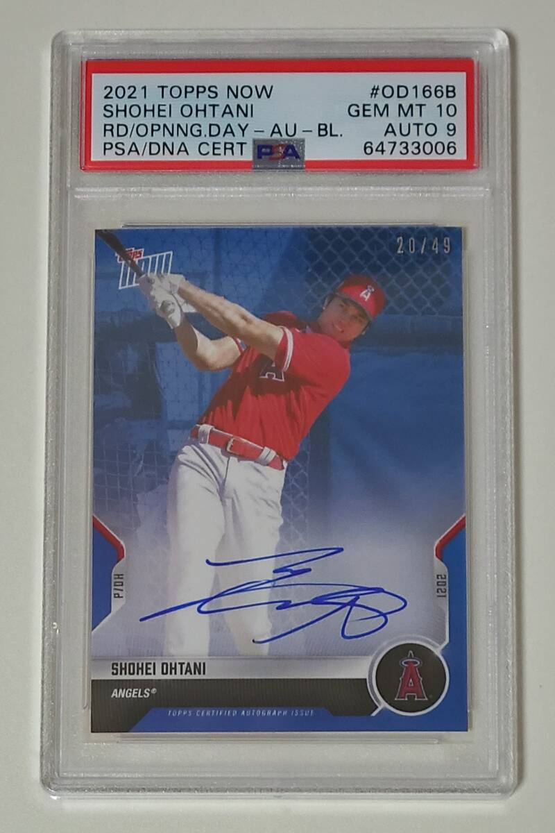 (大谷翔平) 49枚限定 2021 Topps Now Shohei Ohtani Blue Parallel Auto PSA10 AUTO9 直書き直筆サイン 旧サイン エンゼルスの画像1