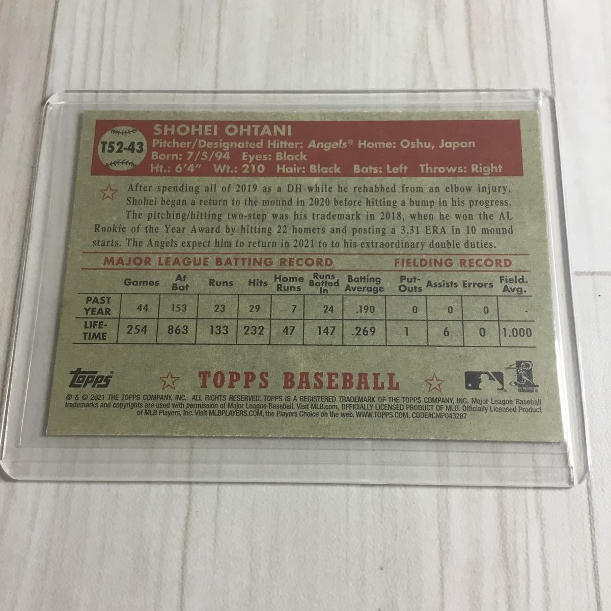 大谷翔平　topps #T52-43. 0909 MLB エンゼルス　ドジャース_画像4