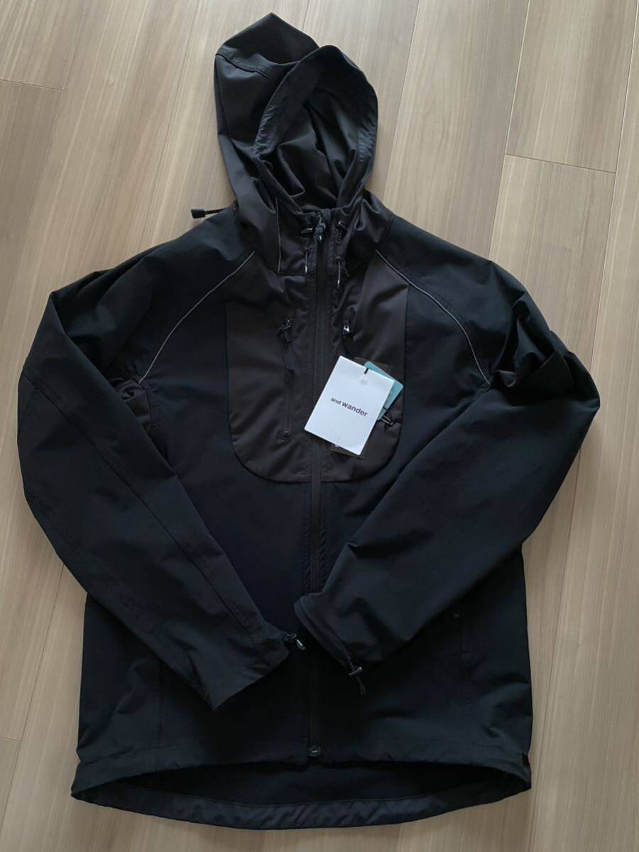 アンドワンダー トレックジャケット 撥水 and wander trek jacket Black AW91-FT011-BK 黒 サイズ3の画像1