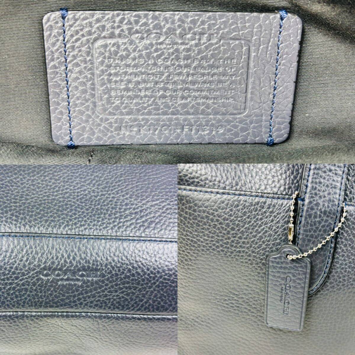 A4 coach コーチ ビジネスバッグ ショルダーバッグ ハンド レザー 本革 グレー 灰色 2way 肩がけ クロス A4 PC収納 大容量 メンズ_画像9