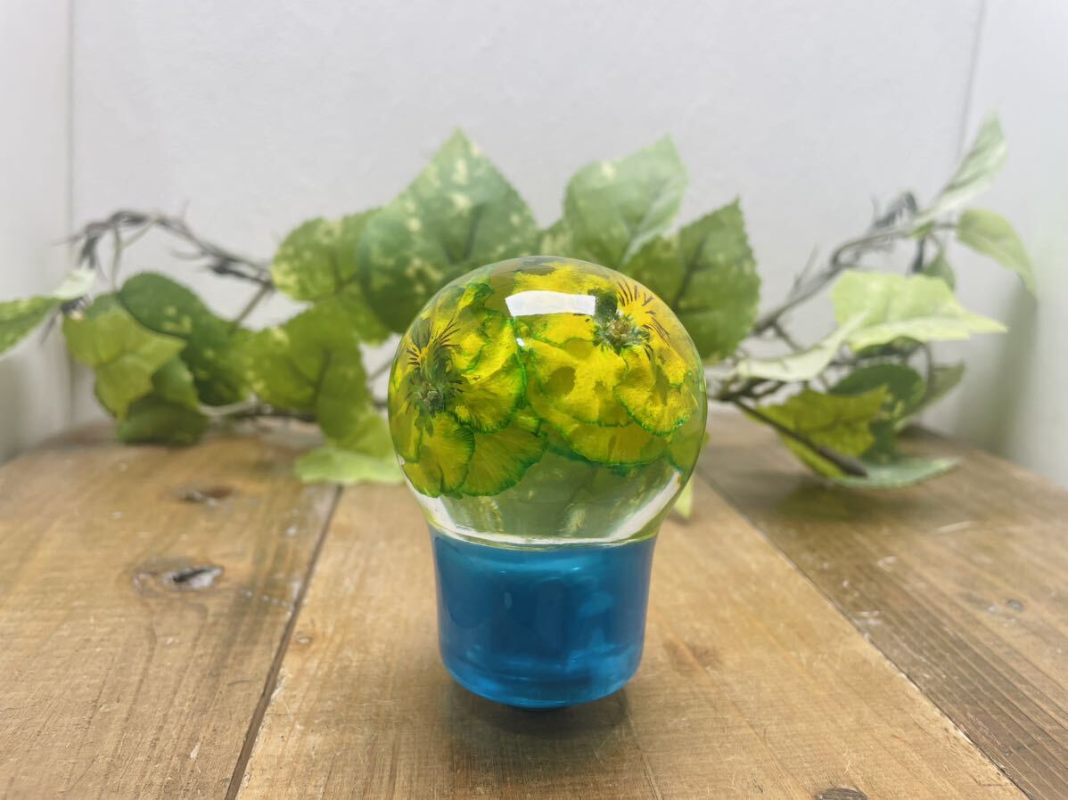 水中花シフトノブ　ミニ電球型　緑のビオラ_画像3