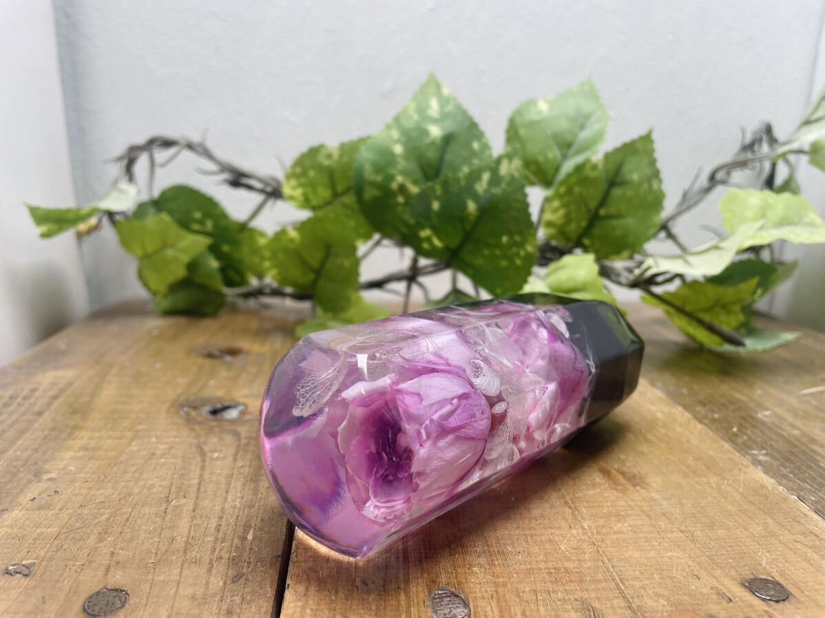 水中花シフトノブ　薄紫色の薔薇と紫陽花　黒_画像4