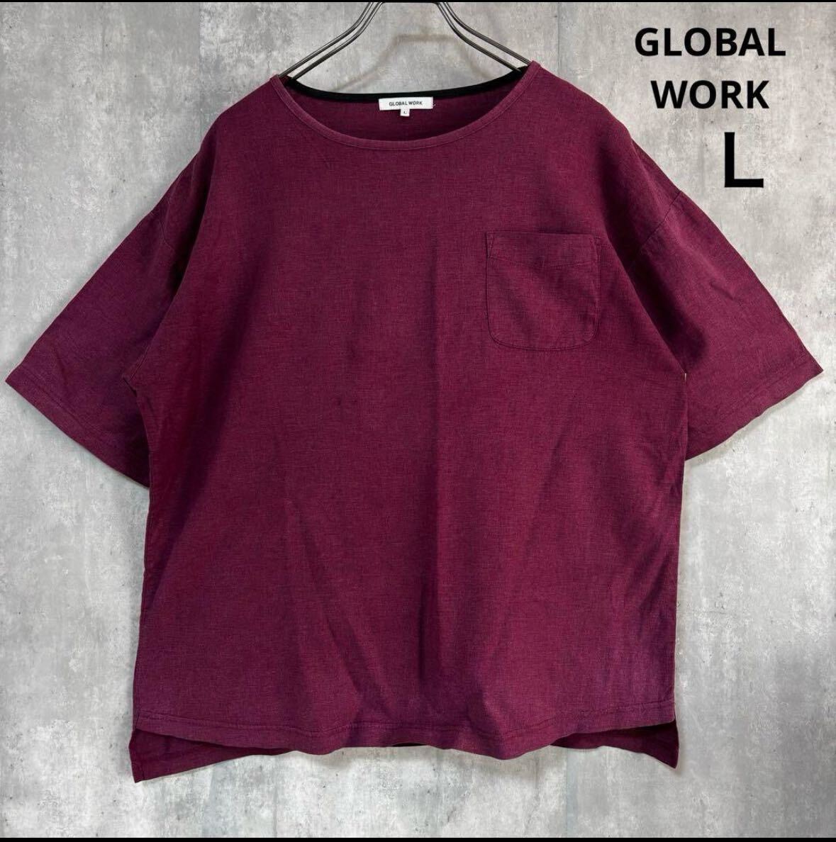 グローバルワーク GLOBAL WORK 半袖 Tシャツ Ｌ 麻50%の画像1