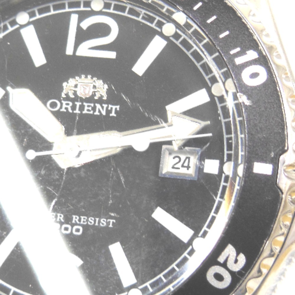 NA33946 オリエント 腕時計 UN7G-C0 クォーツ デイト ブラック文字盤 SS メンズ ORIENT 中古_画像5