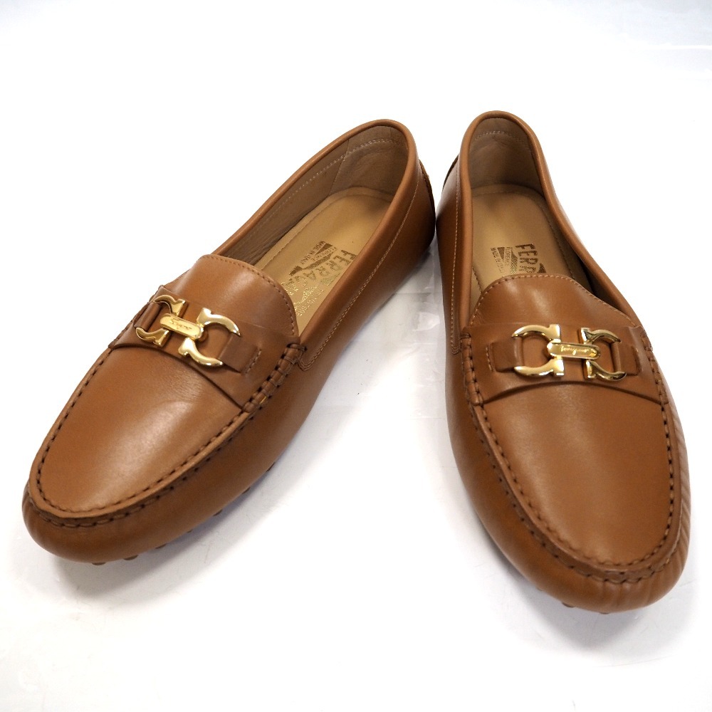 Th960981 サルヴァトーレフェラガモ 革靴/ローファー SABA ガンチーニ ベージュ系/ゴールド金具 #8 Salvatore Ferragamo 未使用・展示品_画像1