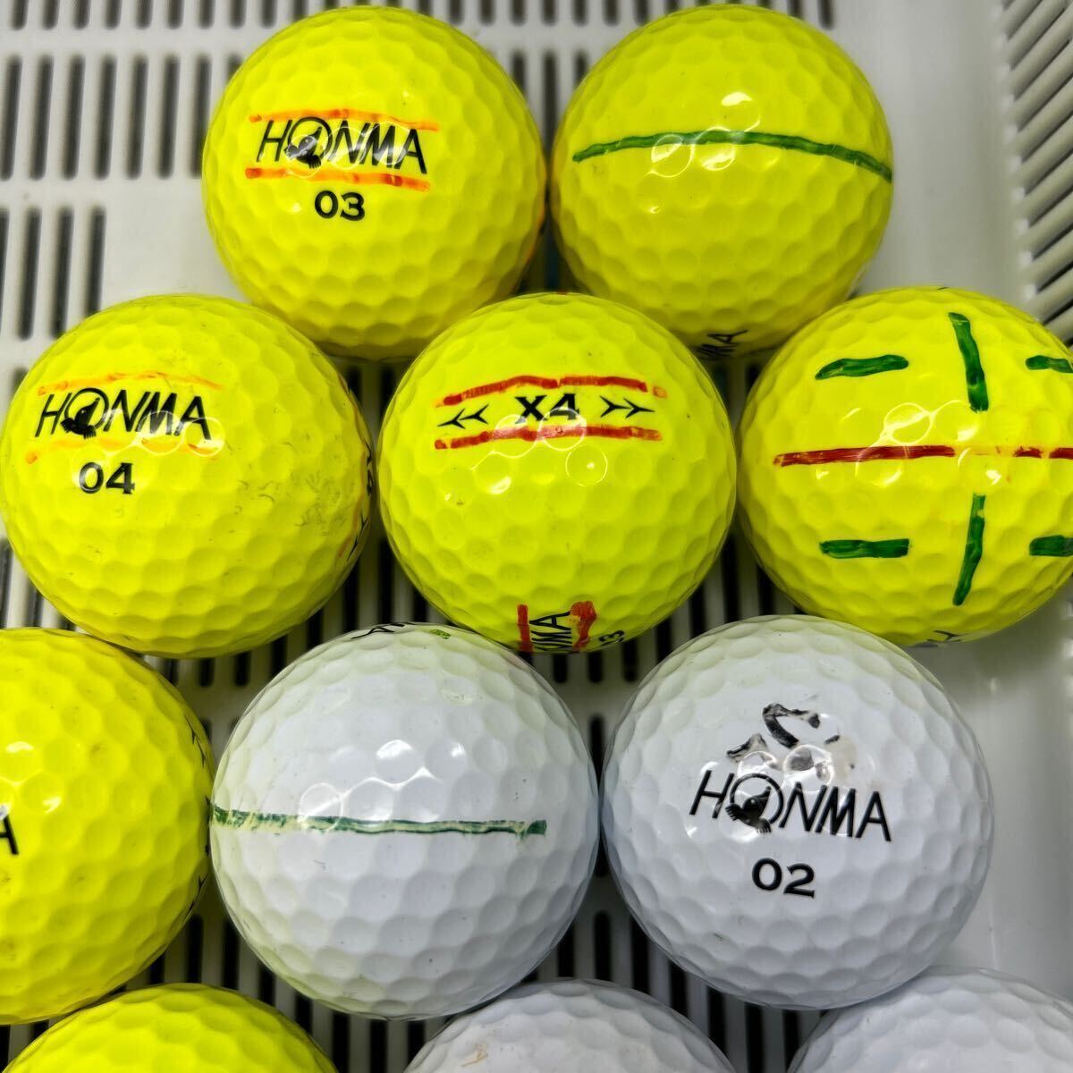 【色艶良好】HONMA スピン系 ホンマ A級ロストボール X4 イエロー&ホワイト 20球の画像4