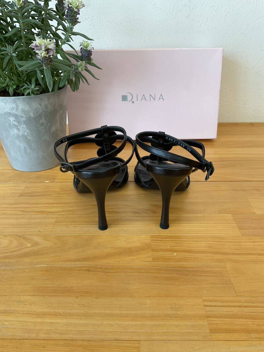 美品 DIANA ダイアナ ターコイズデザインストラップミュール ピンヒールクロスベルトシューズサンダル 婦人靴 ブラック黒色系 22cmの画像4